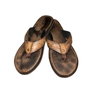 Clarks Sandals Womens 8 M Flip Flop Thong Brown Leather‎ Toe Post Casual Flat